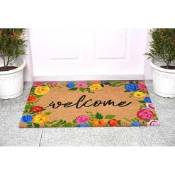 Kirklands Home Doormats|Colorful Welcome Roses Doormat Multi