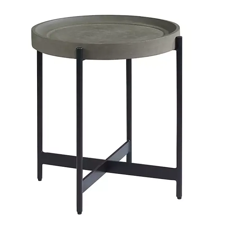 Kirklands Home Accent & End Tables|Concrete Round Tray Top Side Table Gray