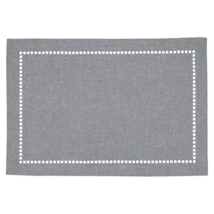 Kirklands Home Table Linens|Cool Laser-Cut Hemstitch Placemats, Set of 4 Gray