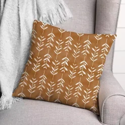 Kirklands Home Outdoor Cushions & Pillows|Copper & White Flowers Indoor/Outdoor Pillow Orange