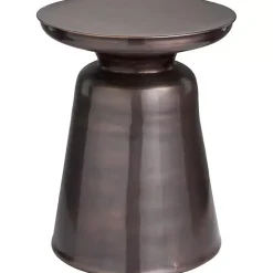 Kirklands Home Accent & End Tables|Copper Metal Accent Table with Bell Shaped Base Brown