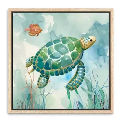 Kirklands Home Canvas Art|Coral Bay Sea Turtle Framed Canvas Art Print