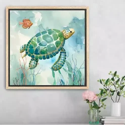 Kirklands Home Canvas Art|Coral Bay Sea Turtle Framed Canvas Art Print