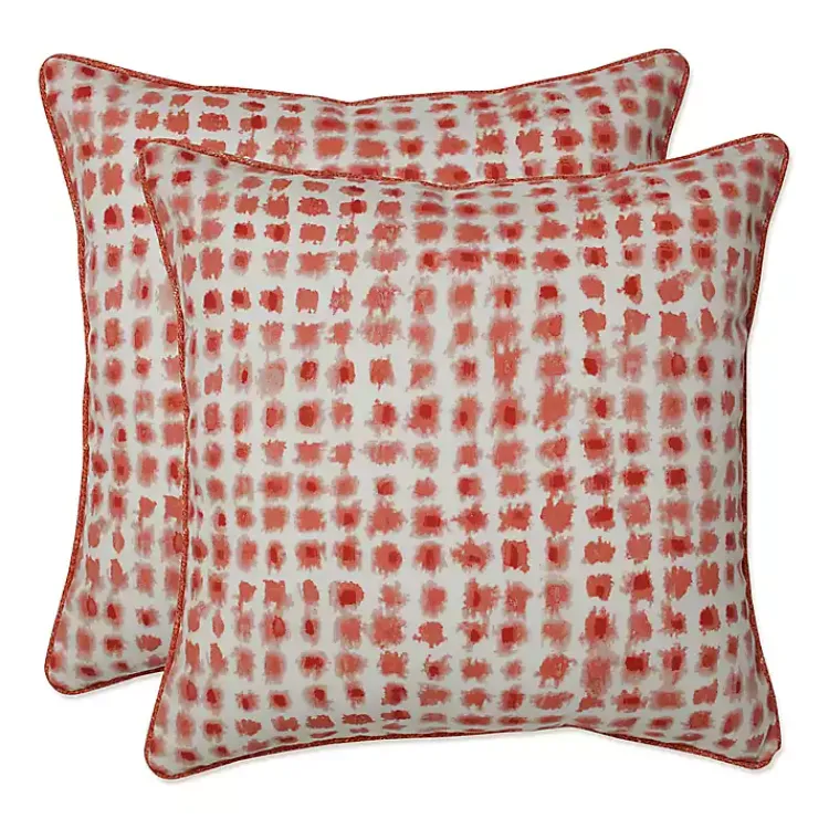 Kirklands Home Outdoor Cushions & Pillows|Coral Checkered Outdoor Pillows, Set of 2