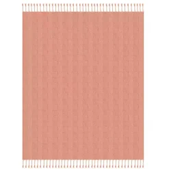 Sale Coral Checkered Weave Fringe Throw Blankets & Throws