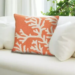 Kirklands Home Outdoor Cushions & Pillows|Coral Ocean Flower Outdoor Accent Pillow Orange