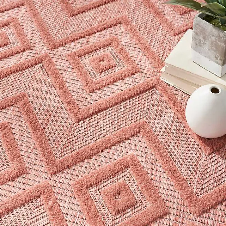 Kirklands Home Outdoor Rugs|Coral Diamond Indoor/Outdoor Area Rug, 4x6 Orange