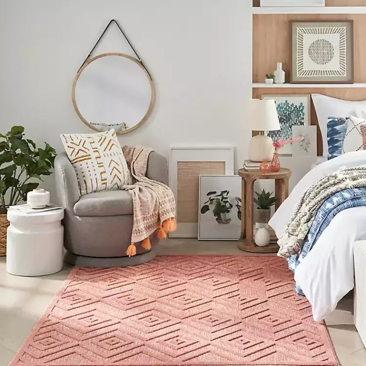 Kirklands Home Outdoor Rugs|Coral Diamond Indoor/Outdoor Area Rug, 4x6 Orange