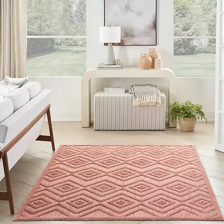 Kirklands Home Outdoor Rugs|Coral Diamond Indoor/Outdoor Area Rug, 4x6 Orange