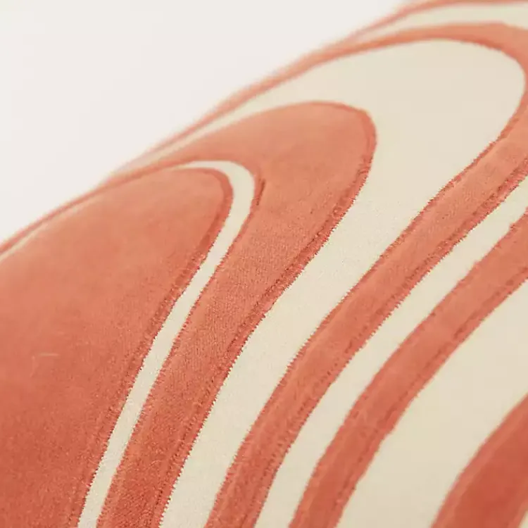 Clearance Coral Velvet Wave Lumbar Pillow Pillows