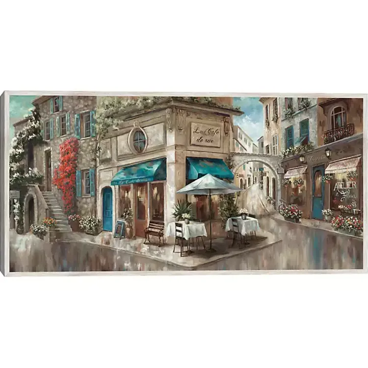 Kirklands Home Canvas Art|Corner Cafe Framed Canvas Art Print Gray