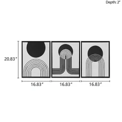 Kirklands Home Canvas Art|Cosmic Curl Geometric 3-pc. Grayscale Wall Art