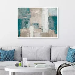 Kirklands Home Canvas Art|Cosmopolitan Blue Framed Canvas Art Print Multi