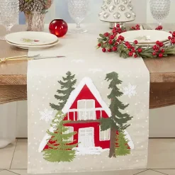 Kirklands Home Table Linens|Cozy Christmas Cottage Cotton Runner