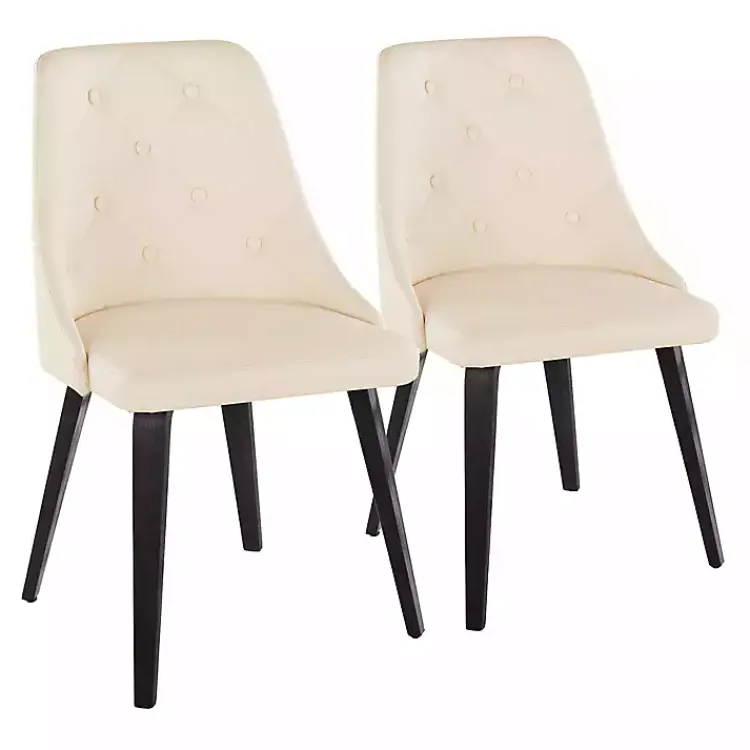 Kirklands Home Dining Chairs|Cream & Black Faux Leather Dining Chairs, Set of 2 Ivory