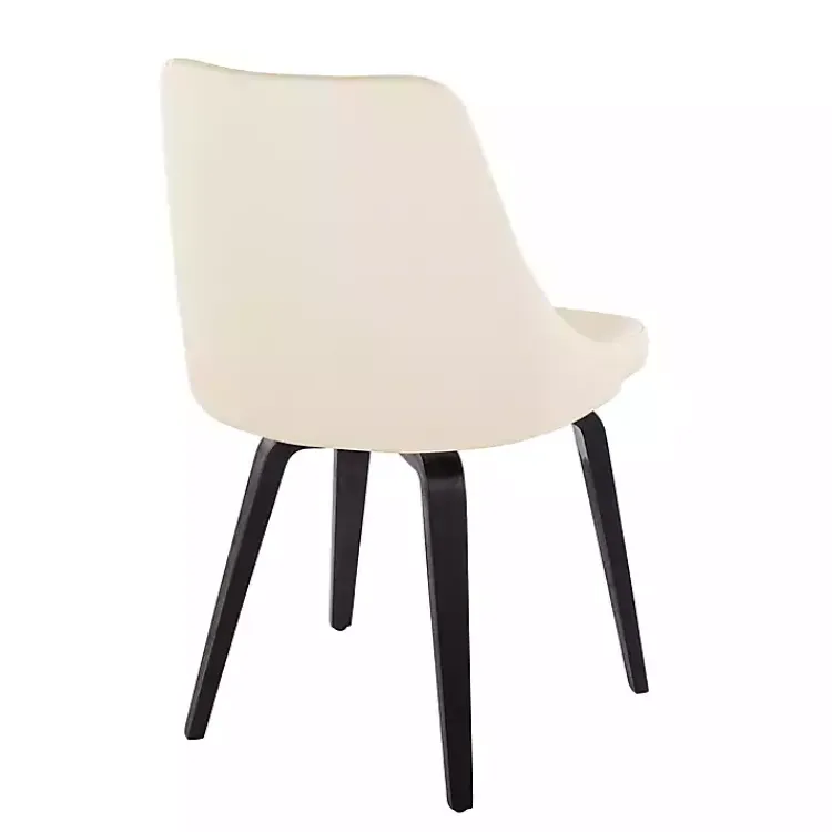 Kirklands Home Dining Chairs|Cream & Black Faux Leather Dining Chairs, Set of 2 Ivory