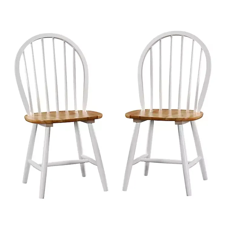 Kirklands Home Dining Chairs|Cream & Natural Wooden Dining Chairs, Set of 2 White