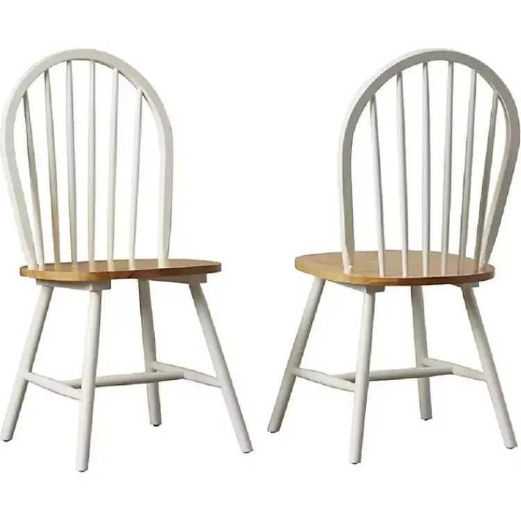 Kirklands Home Dining Chairs|Cream & Natural Wooden Dining Chairs, Set of 2 White