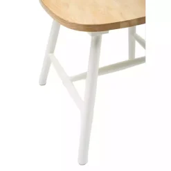 Kirklands Home Dining Chairs|Cream & Natural Wooden Dining Chairs, Set of 2 White