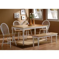 Kirklands Home Dining Chairs|Cream & Natural Wooden Dining Chairs, Set of 2 White