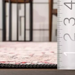 Kirklands Home Area Rugs|Cream & Red Diamond Trellis Washable Area Rug, 3x5