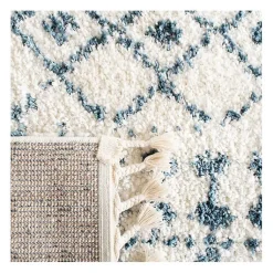Kirklands Home Area Rugs|Cream and Blue Bergen Weathered Fringe Rug, 5x7