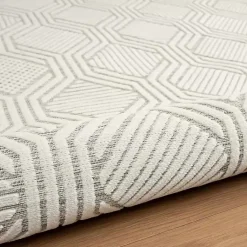 Kirklands Home Outdoor Rugs|Cream and Blue Geo Indoor/Outdoor Area Rug, 7x9