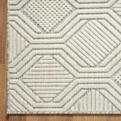 Kirklands Home Outdoor Rugs|Cream and Blue Geo Indoor/Outdoor Area Rug, 7x9