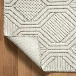 Kirklands Home Outdoor Rugs|Cream and Blue Geo Indoor/Outdoor Area Rug, 7x9