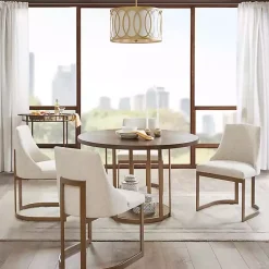 Kirklands Home Dining Chairs|Cream and Gold Modern Dining Chairs, Set of 2 Tan