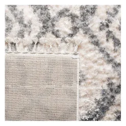 Kirklands Home Area Rugs|Cream and Gray Bergen Tribal Fringe Shag Rug, 5x7