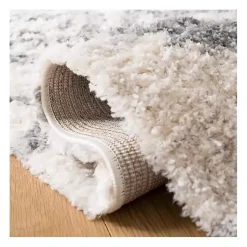 Kirklands Home Area Rugs|Cream and Gray Bergen Tribal Fringe Shag Rug, 5x7