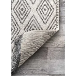 Kirklands Home Outdoor Rugs|Cream and Gray Miriam Striped Outdoor Rug, 5x8