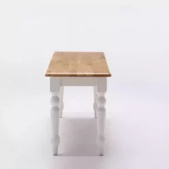 Kirklands Home Dining Chairs|Cream and Natural Wood Dining Bench