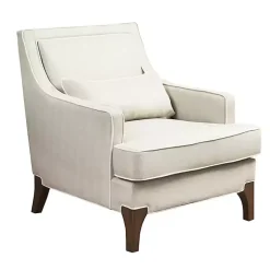 Kirklands Home Accent Chairs|Cream and White Contrast Welting Accent Chair Ivory