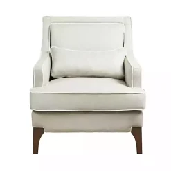 Kirklands Home Accent Chairs|Cream and White Contrast Welting Accent Chair Ivory