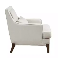 Kirklands Home Accent Chairs|Cream and White Contrast Welting Accent Chair Ivory