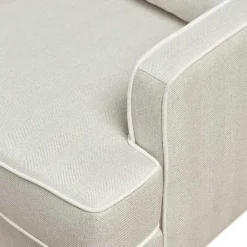 Kirklands Home Accent Chairs|Cream and White Contrast Welting Accent Chair Ivory