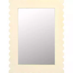 Kirklands Home Decorative Mirrors|Cream Angular Scalloped Nadia Wall Mirror White
