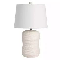 Kirklands Home Table Lamps|Cream Basketweave Ceramic Table Lamp White