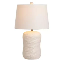 Kirklands Home Table Lamps|Cream Basketweave Ceramic Table Lamp White