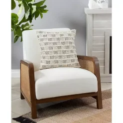 New Cream Block Print Throw Pillow Pillows