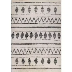 Kirklands Home Area Rugs|Cream Boho Striped Area Rug, 5x8 Ivory