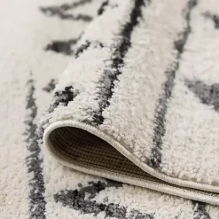 Kirklands Home Area Rugs|Cream Boho Striped Area Rug, 5x8 Ivory