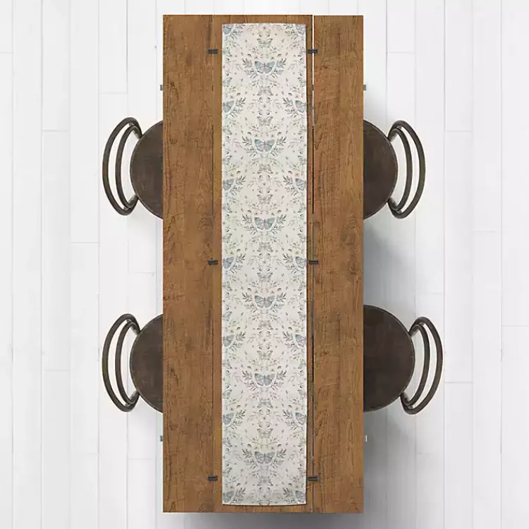 Kirklands Home Table Linens|Cream Botanical Butterfly Table Runner, 90 in. Ivory