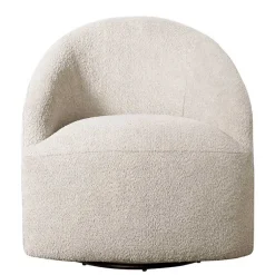 Kirklands Home Accent Chairs|Cream Boucle Barrel Swivel Accent Chair White