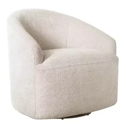 Kirklands Home Accent Chairs|Cream Boucle Barrel Swivel Accent Chair White