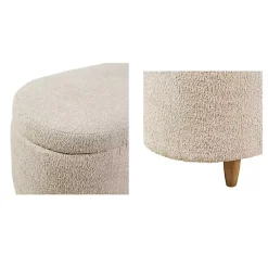 Kirklands Home Benches & Ottomans|Cream Boucle Flip-Top Storage Bench White