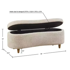 Kirklands Home Benches & Ottomans|Cream Boucle Flip-Top Storage Bench White