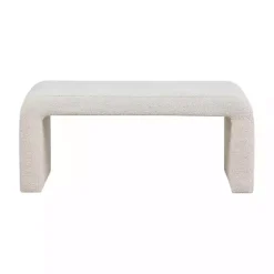 Kirklands Home Benches & Ottomans|Cream Boucle Waterfall Bench White